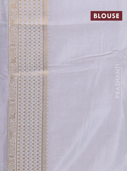Semi mysore silk saree purple and cream with allover zari woven buttas and zari woven border