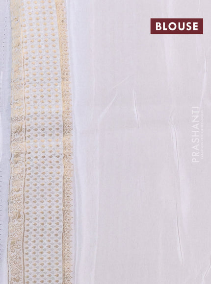 Semi mysore silk saree peacock blue and cream with allover zari woven buttas and zari woven border
