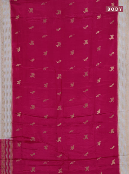 Semi mysore silk saree pink and cream with allover zari woven buttas and zari woven border