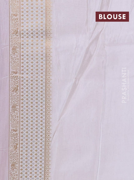 Semi mysore silk saree pink and cream with allover zari woven buttas and zari woven border