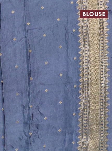 Semi mysore silk saree black and grey with allover self emboss & zari woven buttas and long zari woven border