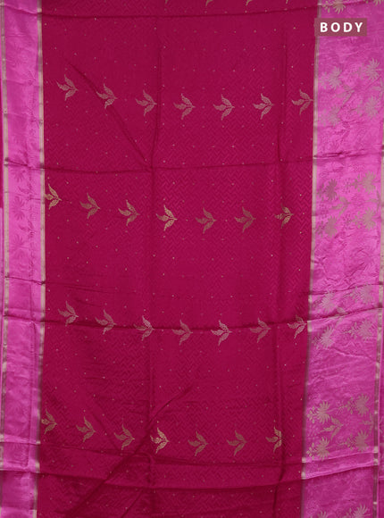 Semi mysore silk saree pink and candy pink with allover self emboss & zari woven buttas and long zari woven border