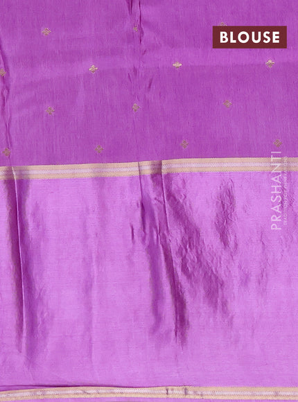 Semi mysore silk saree violet and lavender with allover self emboss & zari woven buttas and long zari woven border