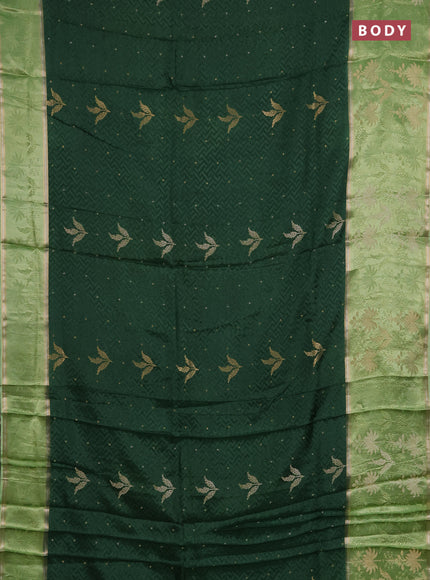 Semi mysore silk saree green and light green with allover self emboss & zari woven buttas and long zari woven border