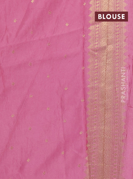 Semi mysore silk saree wine shade and peach pink with allover self emboss & zari woven buttas and long zari woven border