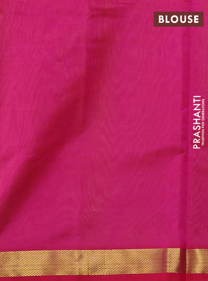 Silk cotton saree lime green and pink with plain body and zari woven border