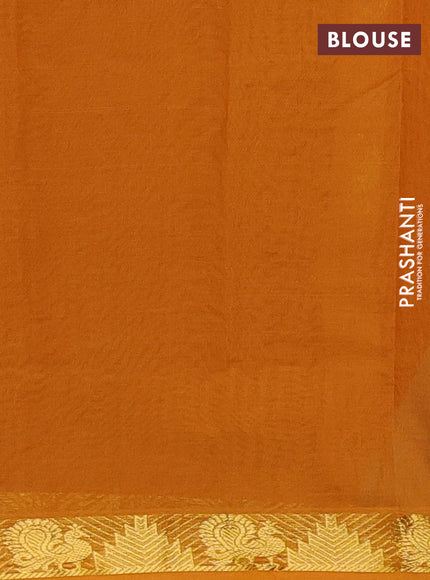 Silk cotton saree maroon and dark mustard with plain body and annam & temple zari woven border
