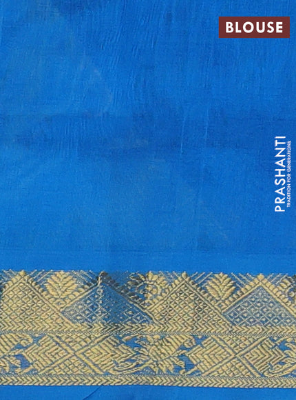 Silk cotton saree deep wine shade and cs blue with plain body and zari woven border