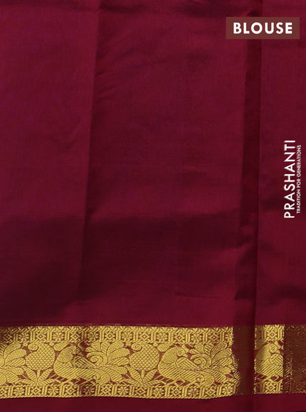 Silk cotton saree violet and deep maroon with plain body and annam zari woven border