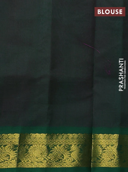 Silk cotton saree pink and green with plain body and zari woven border