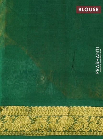 Silk cotton saree mango yellow and green with plain body and zari woven border