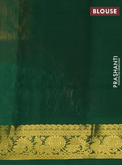 Silk cotton saree sunset orange and green with plain body and zari woven border