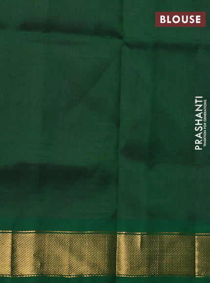 Silk cotton saree pink and green with plain body and zari woven border