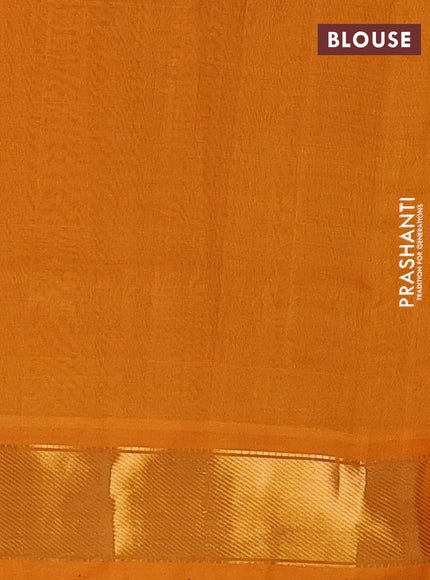 Silk cotton saree deep wine shade and dark mustard with plain body and zari woven border