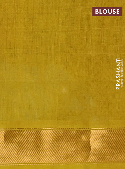 Silk cotton saree deep maroon and mustard green with allover stripe pattern and zari woven border