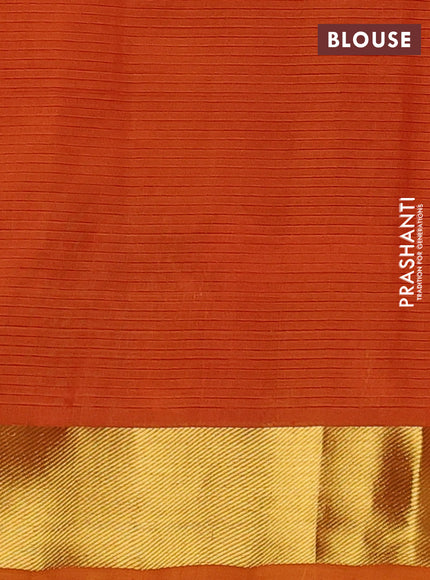 Silk cotton saree sunset orange with allover stripe pattern and zari woven border
