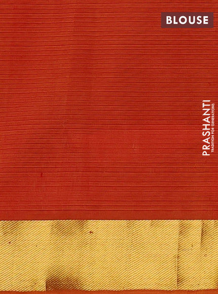 Silk cotton saree sunset orange with allover stripe pattern and zari woven border