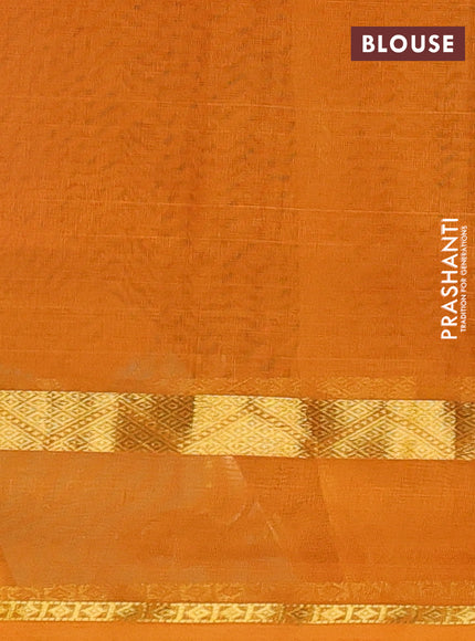 Silk cotton saree deep wine shade and dark mustard with plain body and rettapet zari woven border