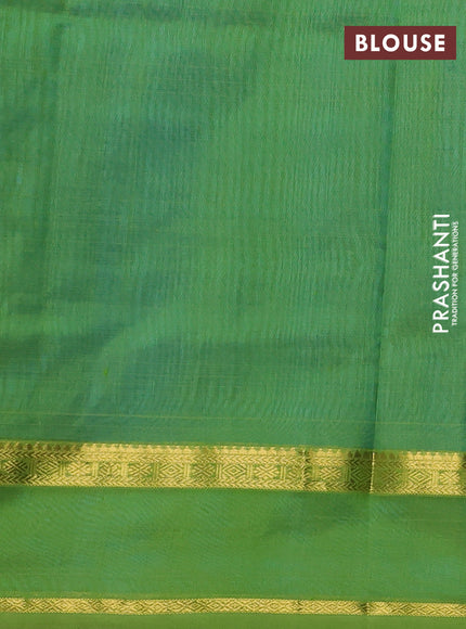 Silk cotton saree cs blue and light green with plain body and rettapet zari woven border