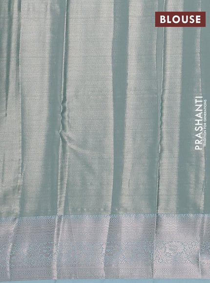 Bangalori tissue silk saree pastel blue with allover zari woven brocade weaves and zari woven border
