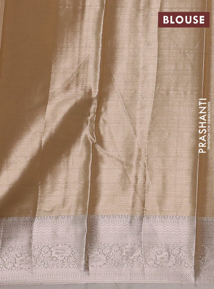 Bangalori tissue silk saree cream with allover zari woven brocade weaves and zari woven border