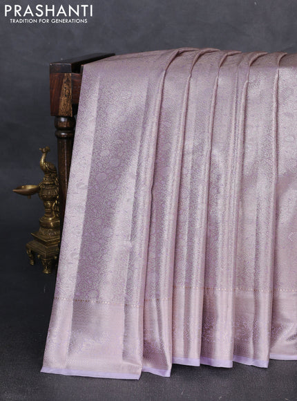 Bangalori tissue silk saree lavender with allover zari woven brocade weaves and zari woven border
