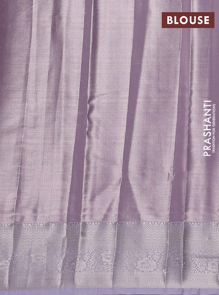 Bangalori tissue silk saree lavender with allover zari woven brocade weaves and zari woven border