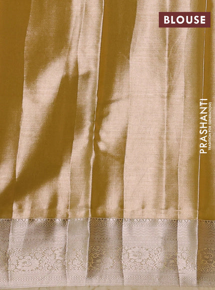 Bangalori tissue silk saree sandal with allover zari woven brocade weaves and zari woven border