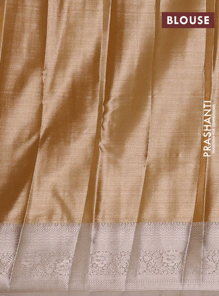 Bangalori tissue silk saree sandal with allover zari woven brocade weaves and zari woven border
