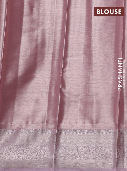 Bangalori tissue silk saree baby pink with allover zari woven brocade weaves and zari woven border