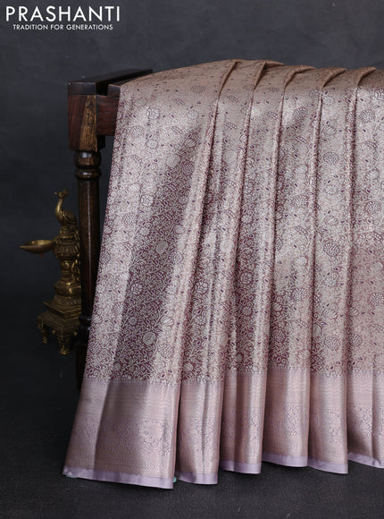 Bangalori tissue silk saree purple shade with allover zari woven brocade weaves and zari woven border