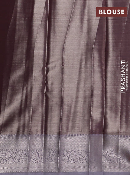Bangalori tissue silk saree purple shade with allover zari woven brocade weaves and zari woven border