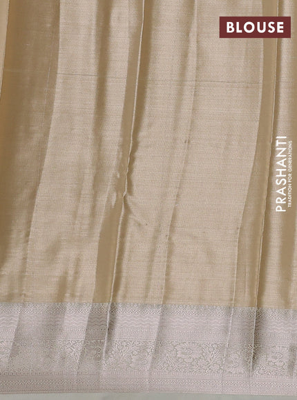 Bangalori tissue silk saree cream with allover zari woven brocade weaves and zari woven border