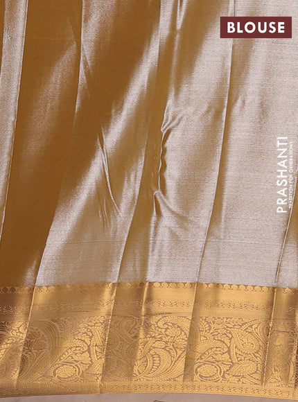 Bangalori tissue silk saree beige with allover zari woven brocade weaves and zari woven border
