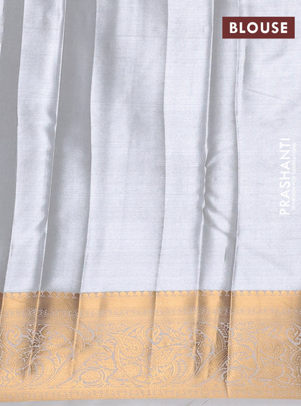 Bangalori tissue silk saree grey and off white with allover zari woven brocade weaves and zari woven border