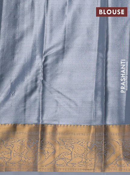Bangalori tissue silk saree grey with allover zari woven brocade weaves and zari woven border