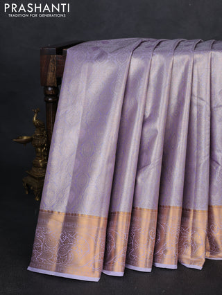 Bangalori tissue silk saree lavender with allover zari woven brocade weaves and zari woven border