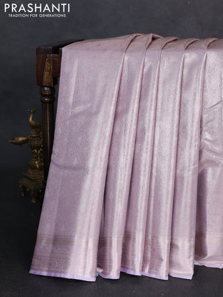 Bangalori tissue silk saree mild lavender with allover zari woven brocade weaves and zari woven border