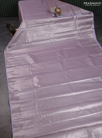 Bangalori tissue silk saree mild lavender with allover zari woven brocade weaves and zari woven border