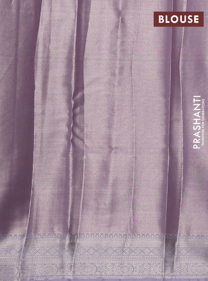 Bangalori tissue silk saree mild lavender with allover zari woven brocade weaves and zari woven border