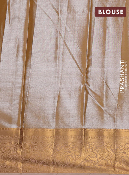 Bangalori tissue silk saree pale orange with allover zari woven brocade weaves and zari woven border