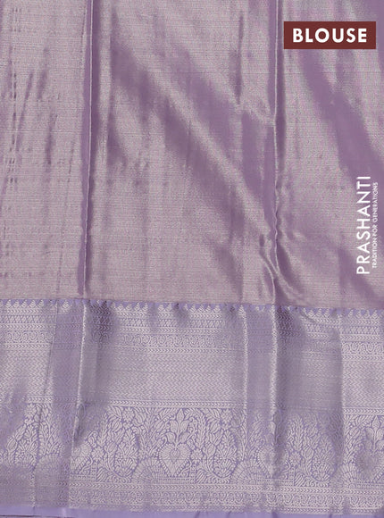 Bangalori tissue silk saree lavender with allover zari woven brocade weaves and long zari woven border