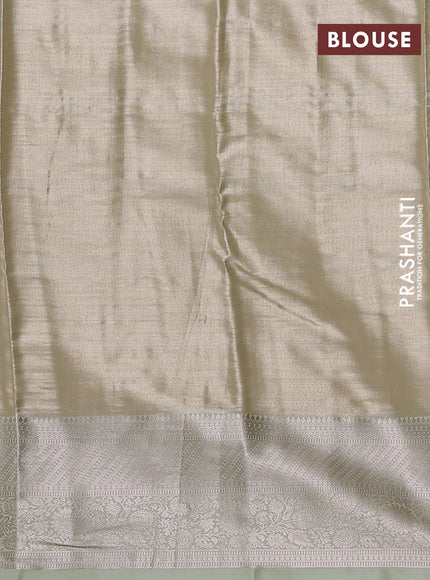Bangalori tissue silk saree pista green with allover zari woven brocade weaves and zari woven border