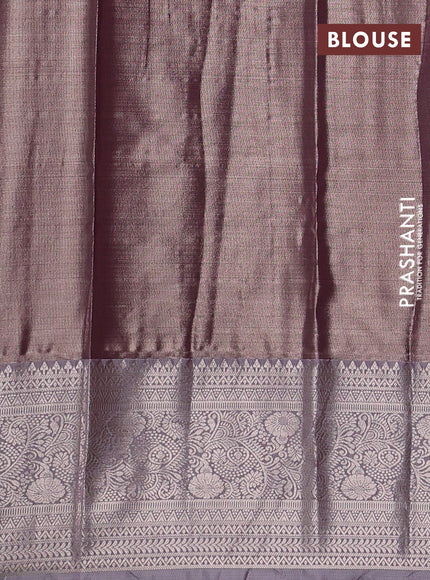 Bangalori tissue silk saree purple shade with allover zari woven brocade weaves and long zari woven border