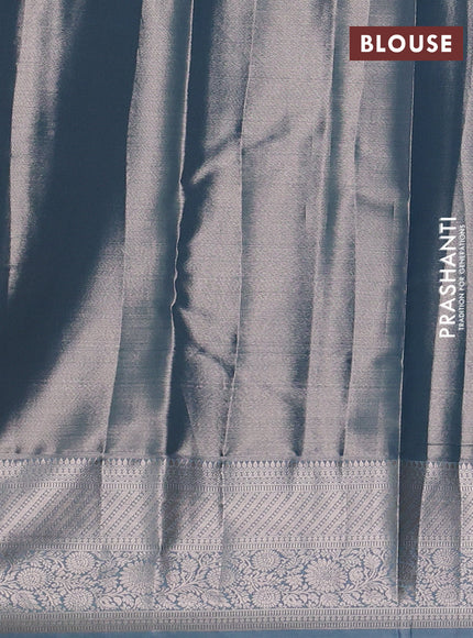 Bangalori tissue silk saree pastel blue with allover zari woven brocade weaves and zari woven border
