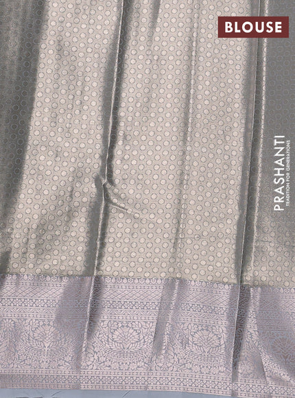 Bangalori tissue silk saree pastel blue with allover zari woven brocade weaves and zari woven border