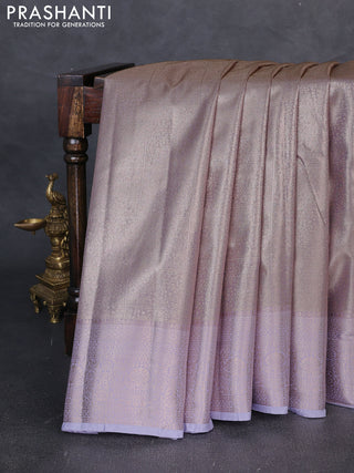 Bangalori tissue silk saree lavender with allover zari woven brocade weaves and zari woven border