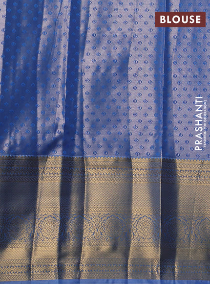 Bangalori tissue silk saree blue with allover zari woven brocade weaves and long zari woven border