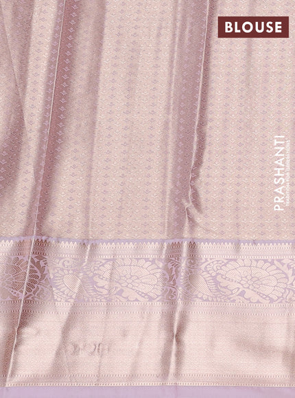 Bangalori tissue silk saree baby pink with allover zari woven brocade weaves and long zari woven border