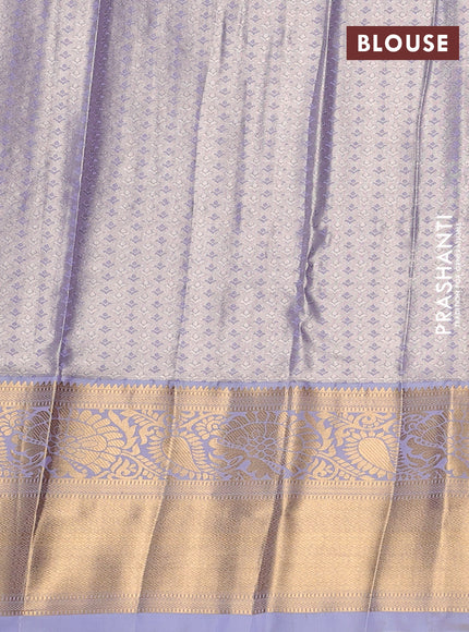 Bangalori tissue silk saree lavender with allover zari woven brocade weaves and long zari woven border
